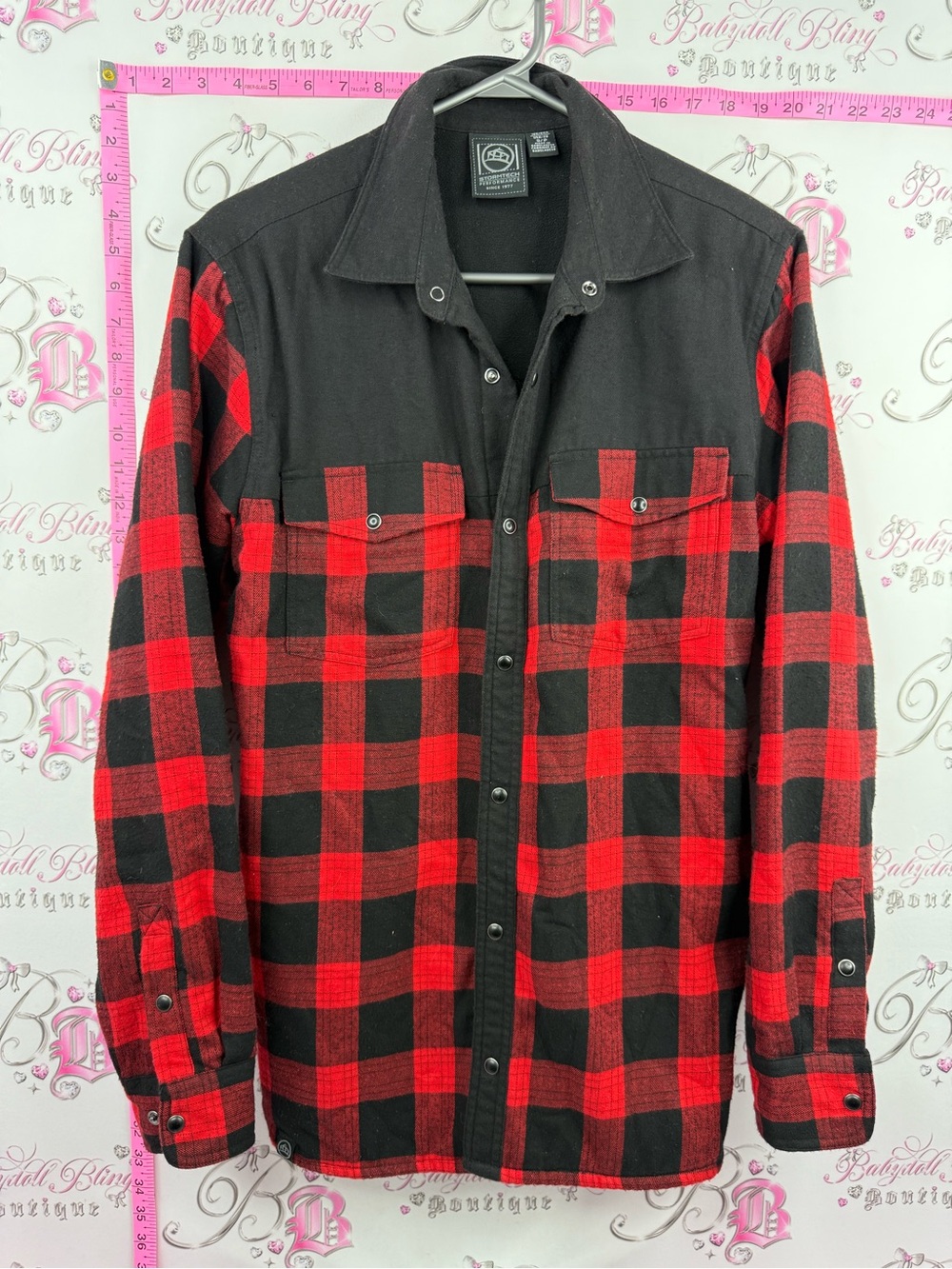 STORMTECH jacket Men's Red & Black Plaid Snap-Front Shirt Jacket